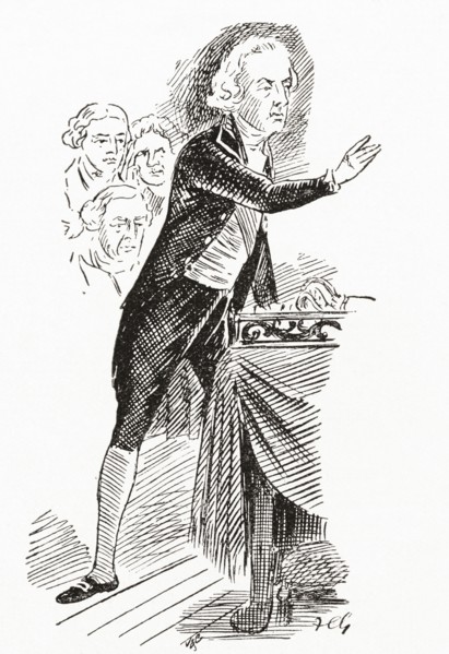 William Pitt the Younger addressing the House of Commons.