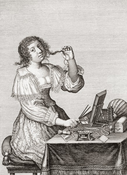 A lady at her toilette.