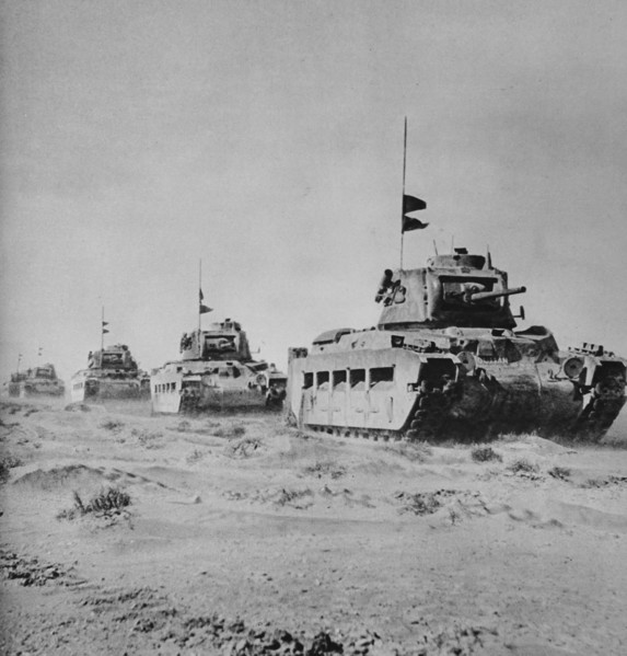 A column of British tanks.