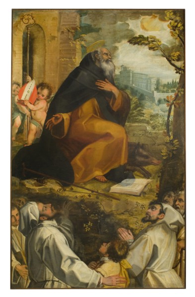 Il Visacci, Saint Anthony Abbot and members of the Del Monte family in the clothes of the Confraternity of Saint Anthony