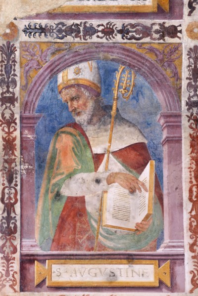 Lo Spagna, arch of the presbytery with figures of saints
