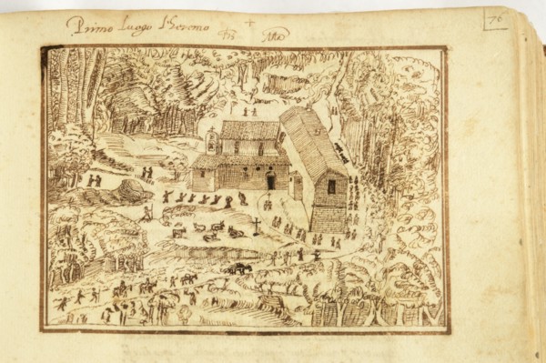 View of the hermitage of Montefano in the 13th-14th centuries