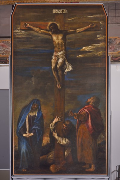Tiziano Vecellio, Crucifixion of Christ with the Madonna and Saints Dominic and John the Evangelist