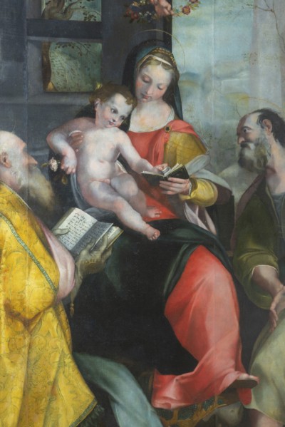 Claudio Ridolfi (attrib.), Madonna and Child with Saints Biagio, Francesco and the donor