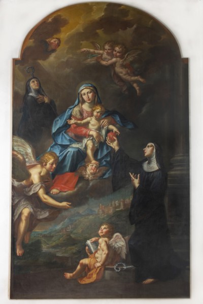 Giuseppe Marchesi known as il Sansone, Madonna with Children, Saint Gertrude and a Holy Nun