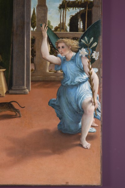 Lorenzo Lotto, Annunciation. The announcing angel