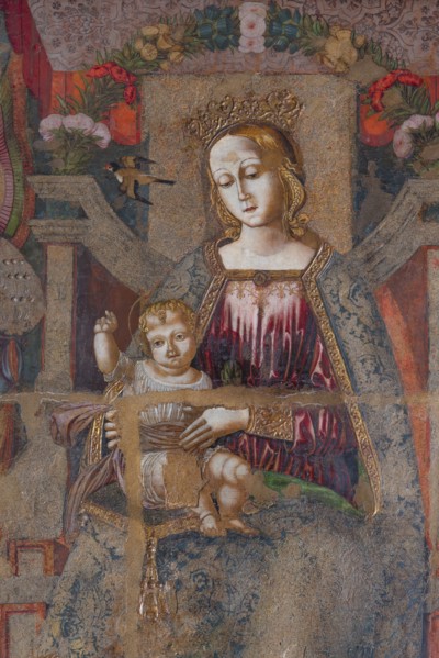 Bernardino di Mariotto, Madonna with Child Enthroned, St. Francis of Assisi, St. Anthony of Padua, St. John the Baptist and musician