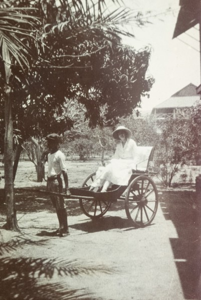 Dorothy Tamlin in a rickshaw