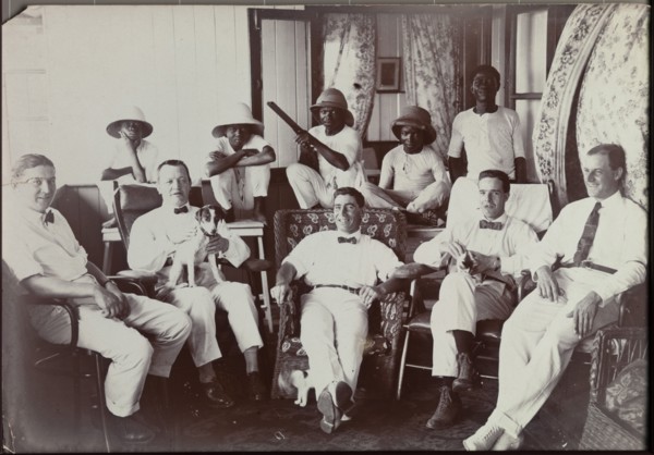 Alfred Tamlin relaxing with colleagues