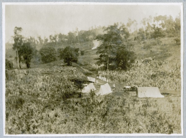 Camp at bridge construction site