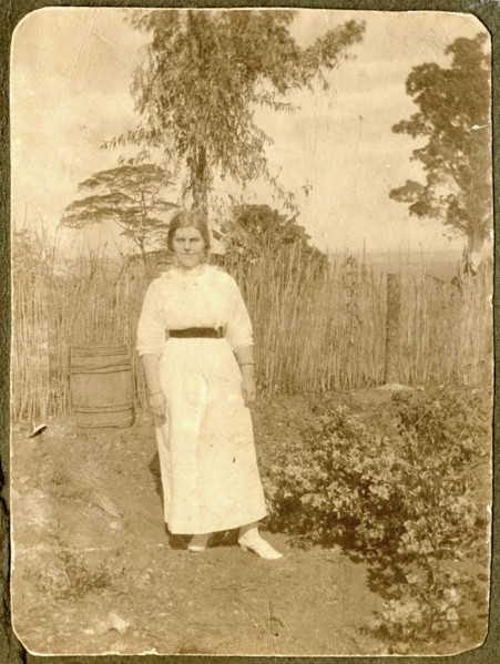 May Bungey in her garden