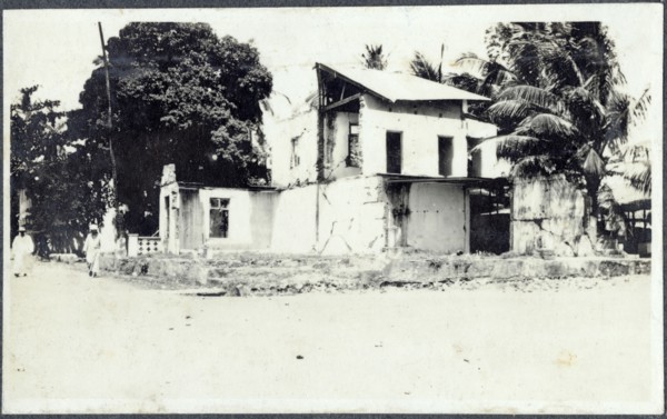 Damaged buildings after the Battle of Tanga