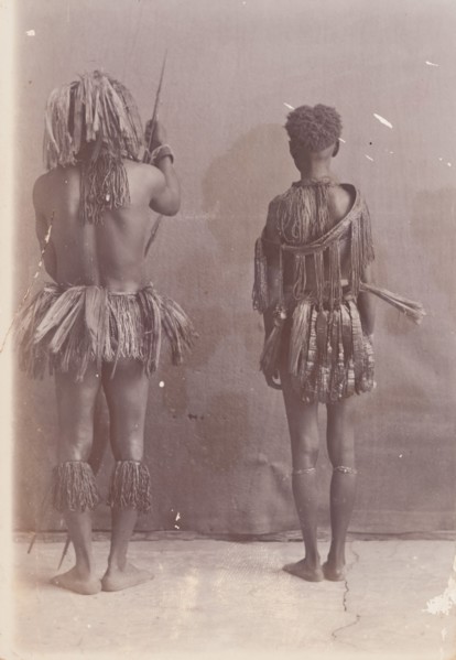 Portrait of Great Andamanese man and woman from behind