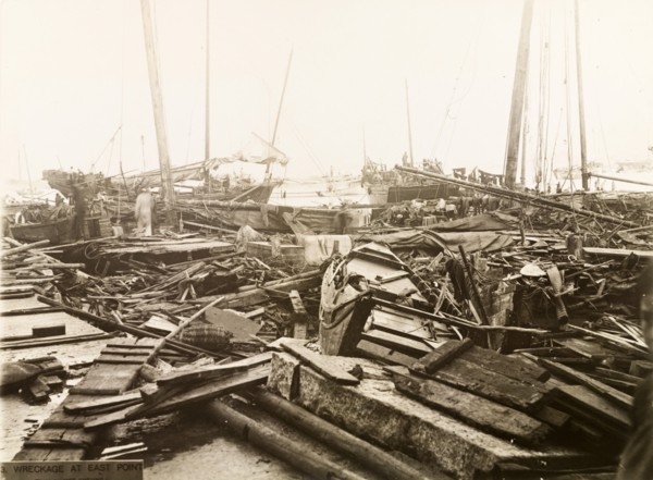 Typhoon devastation at East Point harbour
