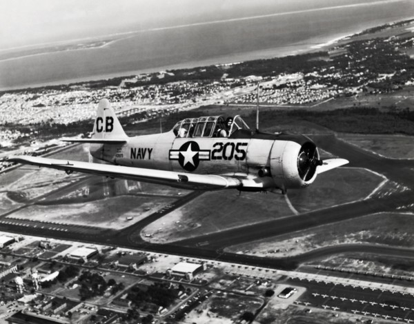 Navy SNJ IN Flight