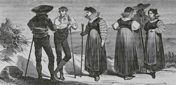 Spain, Aragon. Costumes of High Aragon. Illustration by Fernando Miranda. Engraving by Sierra.