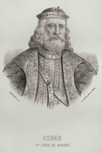 Aznar I Galindez (d. 839). Count of Aragon (809-820), Cerdanya and Urgell (820-839). Portrait.
