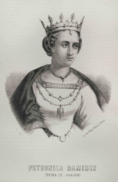 Petronilla (1136-1173). Queen of Aragon (1157-1164). Portrait. Lithography. Cronica General de