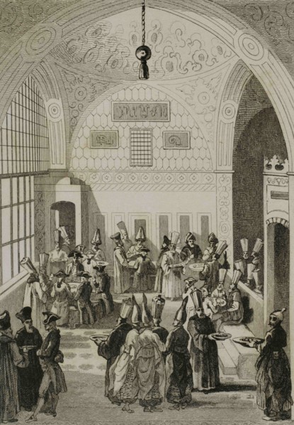 Turkey. Constantinople (Today Istanbul). Dinner for a European ambassador at the Grand Vizier's