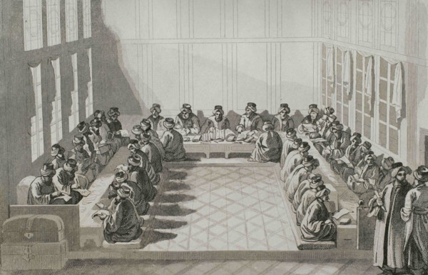 Ottoman Empire. Turkey. Public office. Engraving by Lemaitre, Lalaisse and Branche. Historia de