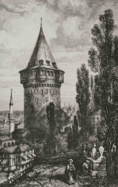 Ottoman Empire. Turkey. Constantinople (today Istanbul). Galata Tower or Tower of Christ. It was