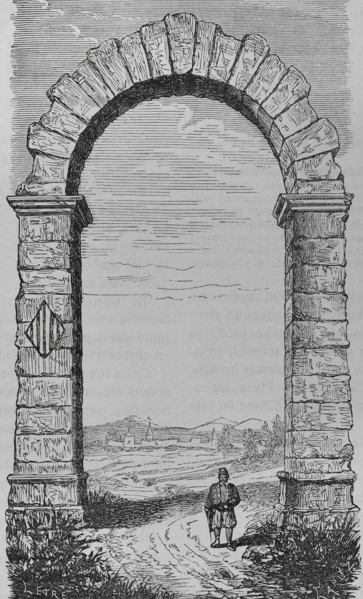 Spain, Castellon province. Arch of Cabanes. Roman triumphal arch dated from the 2nd century AD,