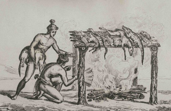 History of the United States of America. 16th century French expedition. Florida. The Timucua roast
