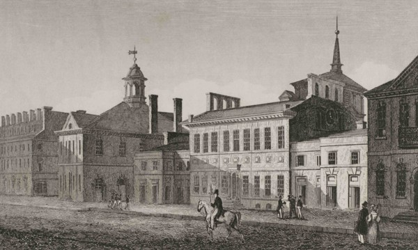 Philadelphia. City Hall building. Engraving by Traversier. Panorama Universal. History of the