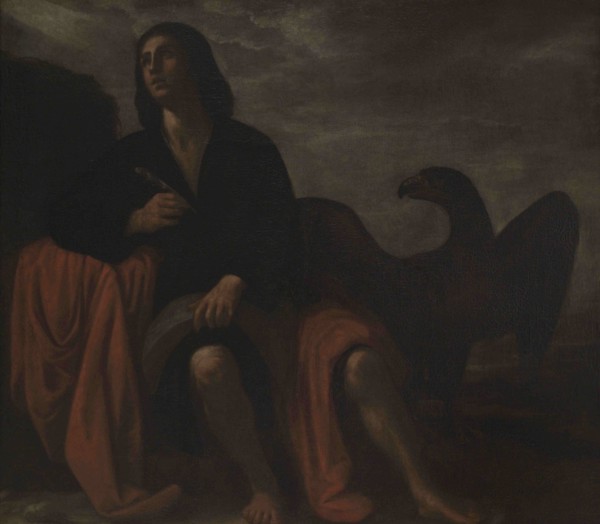 Saint John the Evangelist at Patmos, by Mario Minniti (1577-1640). National Museum of Fine Arts.