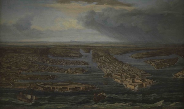 Attributed to Giuseppe Caloriti (1681-ca.1740). Italian painter. View of Valletta and the Three