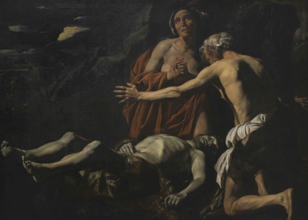 Matthias Stom (ca.1600-h.1650). Dutch painter. Lamentation over the dead Abel, ca.1632. Oil on