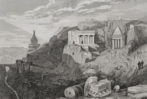 Jerusalem. Valley of Josaphat. Engraving by Aubert. ""La Tierra Santa y los lugares recorridos por