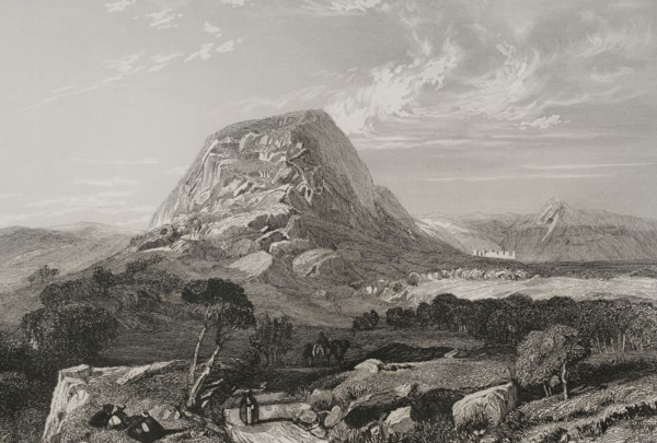 Mount Tabor. Lower Galilee. Engraving by Emile Rouargue. ""La Tierra Santa y los lugares recorridos