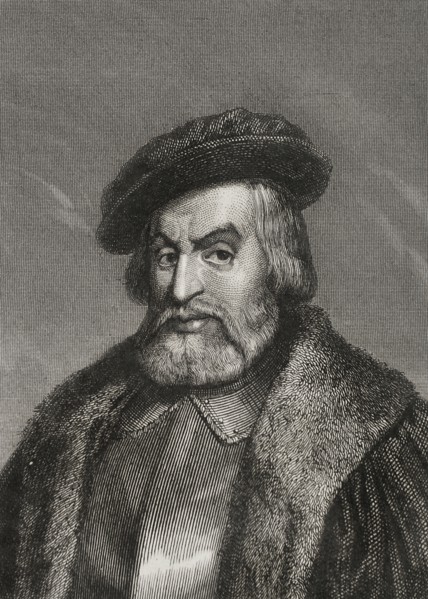 Hernán Cortés (1488-1547). Spanish conquistador of the Aztec empire. Portrait. Engraving by