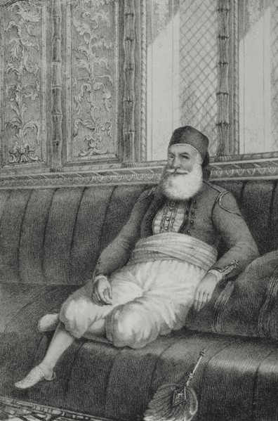 Muhammad Ali (1769-1849). Pasha of Egypt from 1805 to 1848. Portrait. Drawing by M. Iglesias.