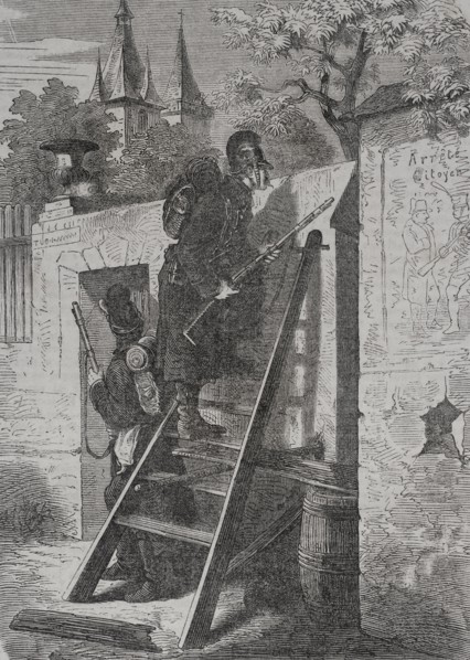 Franco-Prussian War (1870-1871). German scout patrol in French territory. Engraving. ""Historia de