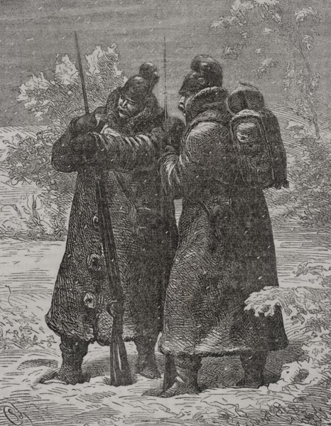 Franco-Prussian War (1870-1871). German outposts. Engraving. ""Historia de la Guerra de Francia y