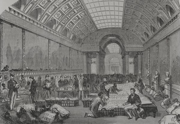 Franco-Prussian War (1870-1871). France. Central post office, installed in the Gallery of Battles