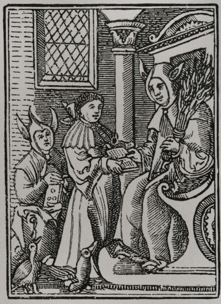 The Schoolmaster. Engraving after a drawing by Soquand. Paris, 1528. Sciences & Lettres au Moyen