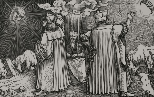 The Planetary Systems. Facsimile of an engraving attributed to Hans Holbein, from the German