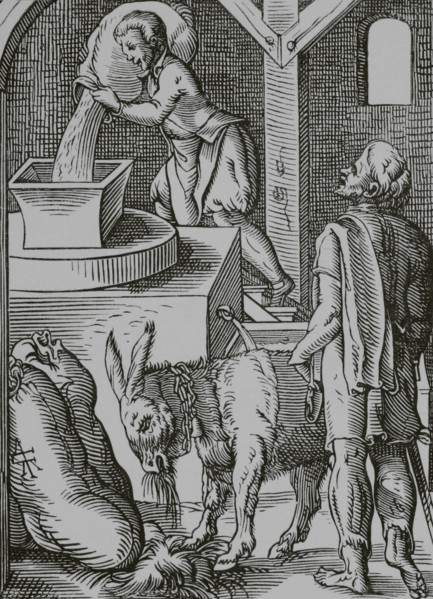 The miller. Facsimile after a drawing and engraving by Jost Amman in the 16th century. ""Moeurs,