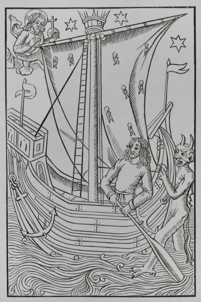 Boat sailing in the midst of the dangers of the sea. A sailor is trapped with his boat at sea