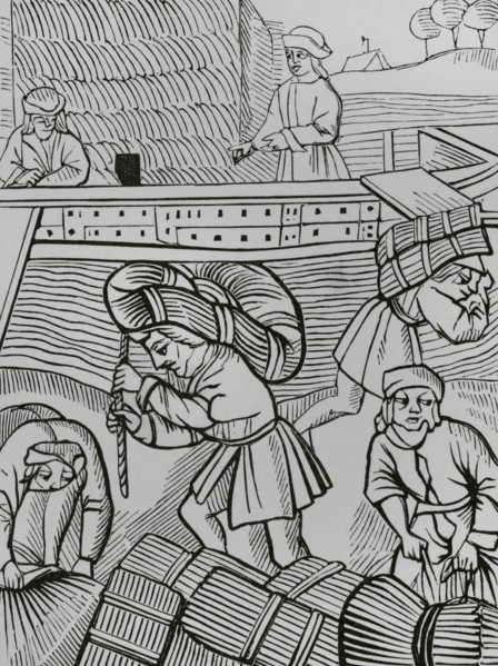 France. Carriers of hay. Facsimile of an engraving from """"Les ordonnances royaux sur le faict et