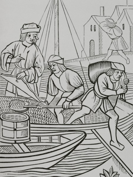 France. Paris. Measuring of salt. Engraving after ""Ordonnances de la Prevoste des Marchands de