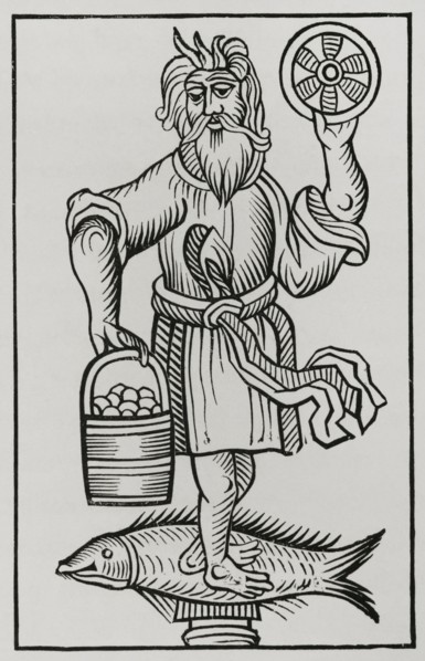 Crodon. Idol of the ancient Saxons. Facsimile of an engraving in ""Annales Circuli Westphaliae"" by