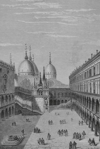 Courtyard of the Doge's Palace in Venice. Buildings where the wells and drains were located.