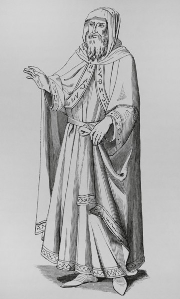Costume of an Italian Jew in the 14th century. Engraving after a painting by Sano di Pietro