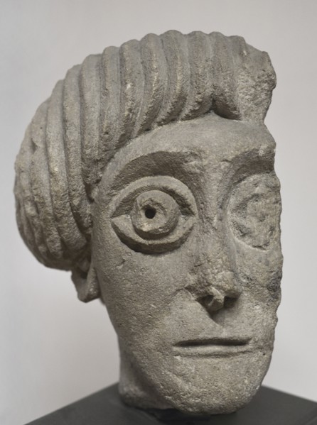 Head with male portrait. Limestone. Second half oh the 6th century AD. From Obzor, Burgas region,