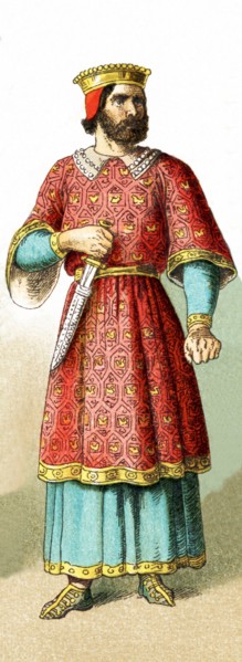 The figure depicted here represents a French earl around A.D. 1000. The illustration dates to 1882.
