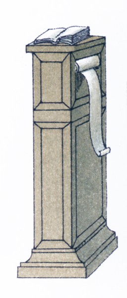 The prayer desk pictured here dates to between 1000 and 1100 A.D. The illustration dates to 1882.